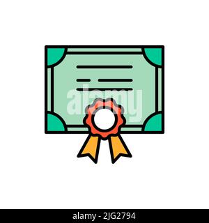 Stock share certificate line icon, filled outline vector sign, linear colorful pictogram isolated on white. Bonds, securities symbol, logo illustratio Stock Vector