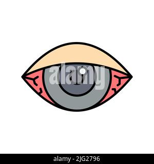 Smoke weed, red eye filled color icon. linear style sign for mobile concept and web design. Stoned eye filled color vector icon. Symbol, logo illustra Stock Vector