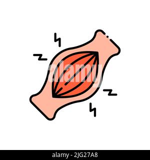 Muscle pain filled color icon. linear style sign for mobile concept and web design. Muscle spasm, ache filled color vector icon. Symbol, logo illustra Stock Vector