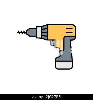 Cordless drill vector icon. filled color sign for mobile concept and web design. Electric screwdriver glyph icon. Symbol, logo illustration. Vector gr Stock Vector