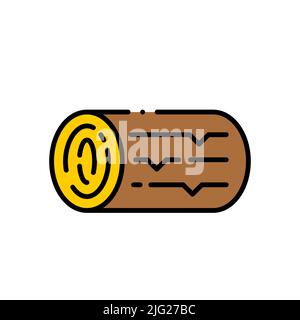 Wood log icon. Line, glyph and filled outline colorful version, Logs of tree outline and filled vector sign. Symbol, logo illustration. Different styl Stock Vector