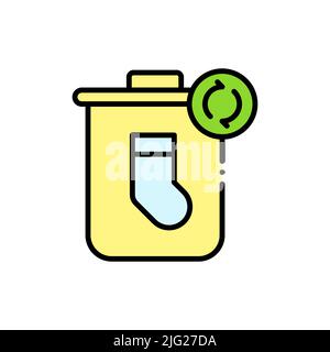 Textile recycling bin filled color icon. linear style sign for mobile concept and web design. Clothes waste filled color vector icon. Symbol, logo ill Stock Vector