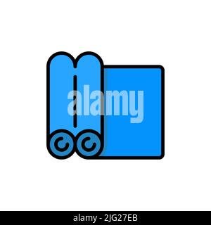 Yoga mat filled color icon. linear style sign for mobile concept and web design. Fitness mat filled color vector icon. Symbol, logo illustration. Pixe Stock Vector