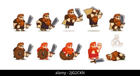 Viking cartoon character sprite sheet animation for 2d rpg game ...