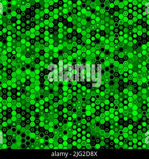 Emerald pattern of triangles, hexagons, squares. Lime, green, black colors Stock Vector