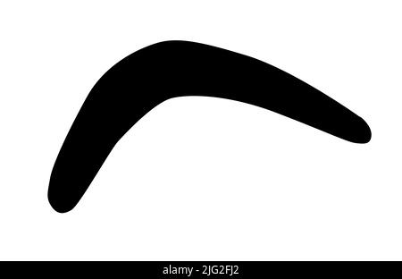 A typical Aboriginal boomerang in silhouetted over a white background Stock Photo