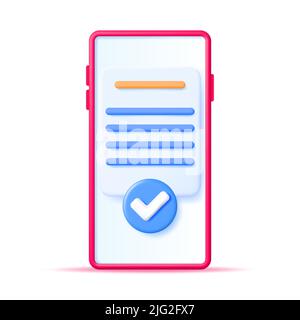 3D Approved Documents Papers in Smartphone Stock Vector