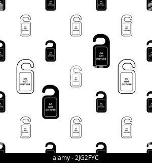 Door Hanger Tag Icon Seamless Pattern, Door Hanger Sign, Please Do Not Disturb Vector Art Illustration Stock Vector