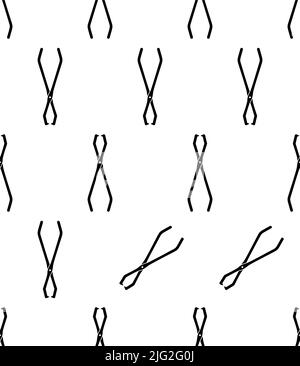 Campfire Tongs Icon Seamless Pattern, Object Grip, Lift Tool Vector Art Illustration Stock Vector