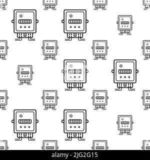 Electric Meter Icon Seamless Pattern, Electricity Meter Vector Art Illustration Stock Vector