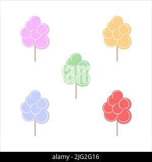 Cotton Candy Icon, Spun Sugar Confection Sweet Candy Vector Art Illustration Stock Vector