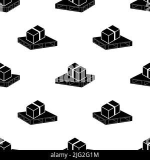 Box On Pallet Icon Seamless Pattern, Box On Wooden Pallet Icon Vector Art Illustration Stock Vector