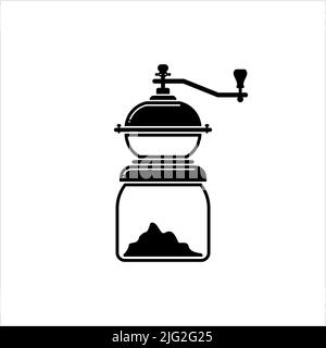 Coffee Grinder Icon, Hand Coffee Grinder Icon Vector Art Illustration Stock Vector