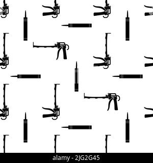 Caulking Gun Icon Seamless Pattern, Glue Gun Icon Vector Art Illustration Stock Vector
