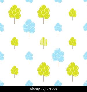 Cotton Candy Icon Seamless Pattern, Spun Sugar Confection Sweet Candy Vector Art Illustration Stock Vector