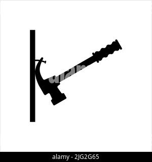 Hammer Pulling Nail Icon, Claw Hammer Pulling Nail Icon Vector Art Illustration Stock Vector