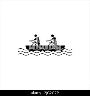 Rowing Team Icon, Water Sport Icon Vector Art Illustration Stock Vector