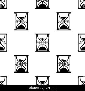 Hourglass Icon Seamless Pattern, Sand Glass Icon Vector Art Illustration Stock Vector