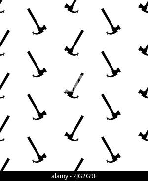 Hammer Pulling Nail Icon Seamless Pattern, Claw Hammer Pulling Nail Icon Vector Art Illustration Stock Vector