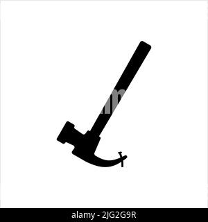 Hammer Pulling Nail Icon, Claw Hammer Pulling Nail Icon Vector Art Illustration Stock Vector