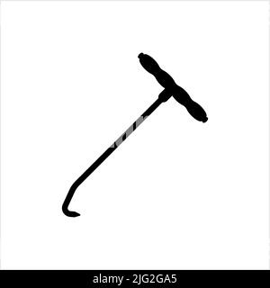 Spring Hook Puller Icon, T Handle Pipe Pulling Hook Tool, Exhausts Mount, Exhaust Pipe Puller Hook Vector Art Illustration Stock Vector