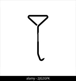 Spring Hook Puller Icon, T Handle Pipe Pulling Hook Tool, Exhausts Mount, Exhaust Pipe Puller Hook Vector Art Illustration Stock Vector