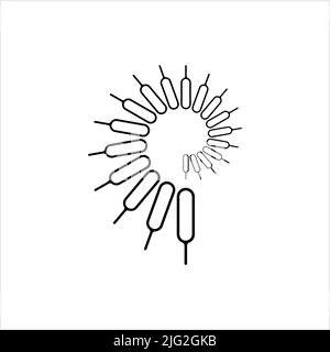 Sim Card Tray Ejector Pin Icon, Sim Adapter Remover Icon Vector Art Illustration Stock Vector