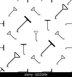 Spring Hook Puller Icon Seamless Pattern, T Handle Pipe Pulling