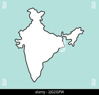India Country Outline Map Asia Minimal Illustration World Nation Geographic Drawing Stock Vector
