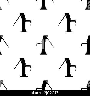 Water Hand Pump Icon Seamless Pattern, Hand Water Pump Vector Art Illustration Stock Vector