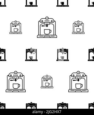 Coffee Machine Icon Seamless Pattern, Hot Coffee Making Machine Icon, Cooking Appliance Icon Vector Art Illustration Stock Vector