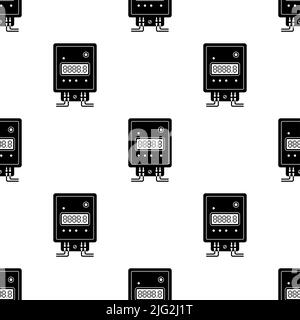 Electric Meter Icon Seamless Pattern, Electricity Meter Vector Art Illustration Stock Vector