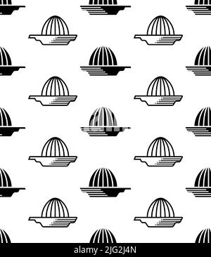 Lemon Juicer Icon Seamless Pattern, Manual Lemon Juicer, Juice Extractor Device, Centrifugal Juicer Vector Art Illustration Stock Vector