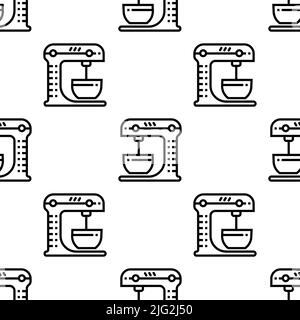 Kitchen Mixer Icon Seamless Pattern, Stand Mixer Icon, Food Or Liquid Stirring, Whisking, Beating Machine Vector Art Illustration Stock Vector