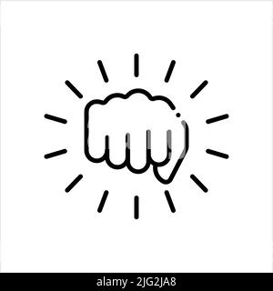 Hand Punch Icon, Fighting Punch, Striking Blow With The Fist Vector Art Illustration Stock Vector