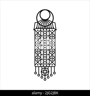 Macrame Icon, Knotted Decorative Form Of Textile Vector Art Illustration Stock Vector