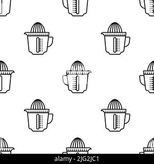 Lemon Juicer Icon Seamless Pattern, Manual Lemon Juicer, Juice Extractor Device, Centrifugal Juicer Vector Art Illustration Stock Vector