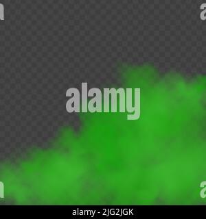 Realistic scary mystical green fog.Night Halloween. Purple poisonous gas, dust and smoke effect. Stock Vector