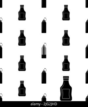 Condiment Bottle Icon Seamless Pattern, Condiment Squeeze Bottle, Condiment Dispenser, Dispensing Bottle Vector Art Illustration Stock Vector