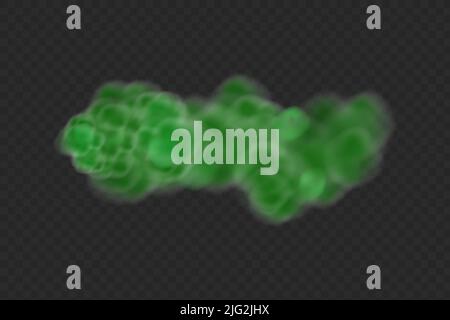 Realistic scary mystical green fog.Night Halloween. Purple poisonous gas, dust and smoke effect. Stock Vector