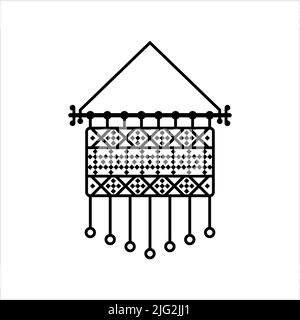 Macrame Icon, Knotted Decorative Form Of Textile Vector Art Illustration Stock Vector
