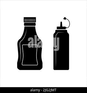 Condiment Bottle Icon, Condiment Squeeze Bottle, Condiment Dispenser, Dispensing Bottle Vector Art Illustration Stock Vector