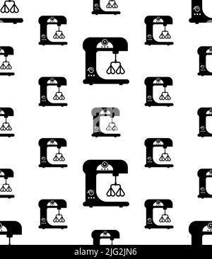 Kitchen Mixer Icon Seamless Pattern, Stand Mixer Icon, Food Or Liquid Stirring, Whisking, Beating Machine Vector Art Illustration Stock Vector