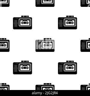 Voice Recorder Icon, Seamless Pattern, Voice Reordering Device Vector Art Illustration Stock Vector