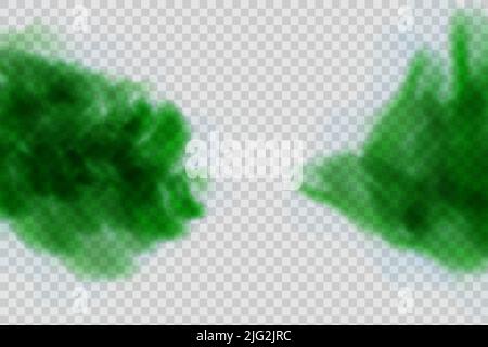 Realistic scary mystical green fog.Night Halloween. Purple poisonous gas, dust and smoke effect. Stock Vector