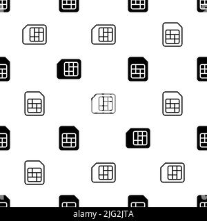 Sim Card Icon Seamless Pattern, Simcard, Cell, Mobile Phone Chip Card Vector Art Illustration Stock Vector