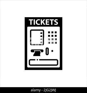 Ticket Machine Icon, Automatic Ticket Vending Machine, Paper Ticket, Pass Printing Machine Vector Art Illustration Stock Vector