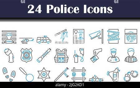 Police Icon Set. Editable Bold Outline With Color Fill Design. Vector ...