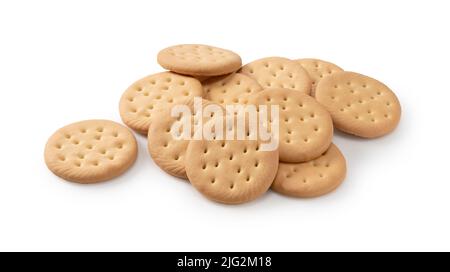 Lots of cookies placed on a white background. Stock Photo