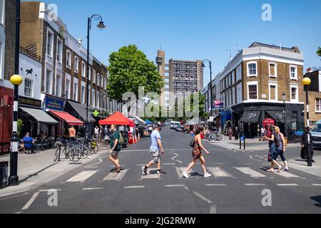 London - June 2022: Golborne Road, a high street in west London off Portobello Road Stock Photo